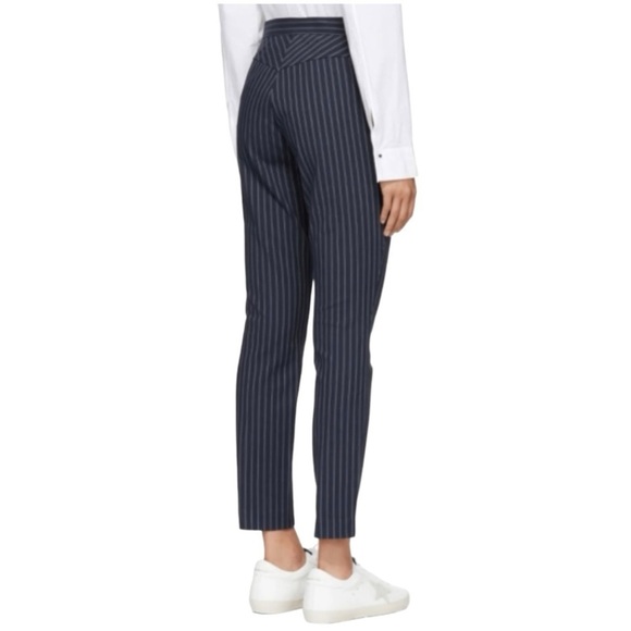 Rag & Bone Simone Navy Blue Twill Pinstriped Trouser Pants Women’s 8 - Picture 2 of 13